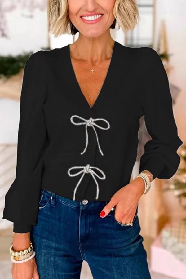 Solid Color V-neck Long-sleeved Casual Belted Cardigan