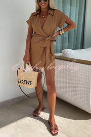 Relaxing Beach Linen Blend Wrap Romper