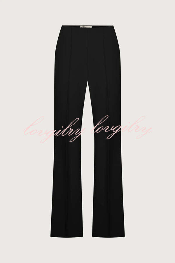 Solid Color Off-the-shoulder Single-breasted Top and Casual Pocket Straight-leg Pants Set
