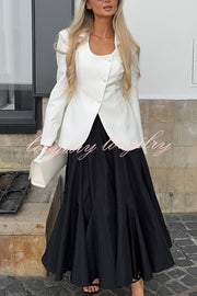 Solid Color Lapel Long Sleeve Casual Button Blazer