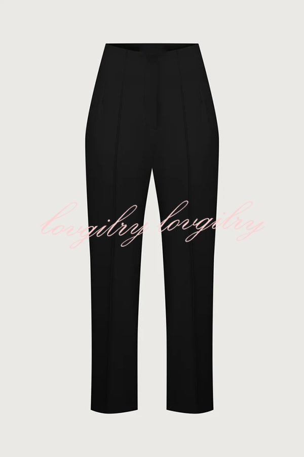 Exquisite and Fashionable High Waist Pocketed Straight Leg Pencil Pants