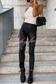 Viminni Faux Leather High Rise Stretch Legging Pants