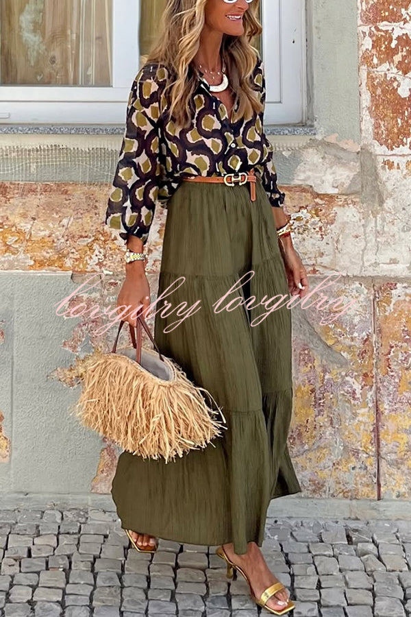 Solid Color Splicing Casual Vacation Maxi Skirt