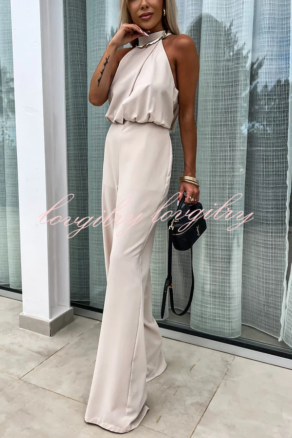 Fashionable Solid Color Sleeveless Hollow Slim Fit Jumpsuit