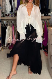 Boho Forever Chiffon High Rise Elastic Waist A-line Maxi Skirt
