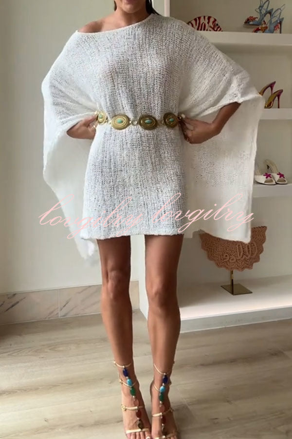 Sunny Somewhere Knit Batwing Sleeve Loose Cover-up Cape