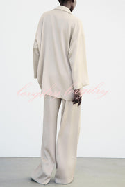 Fashionable Pleated Elastic Waist Tie Casual Pocket Wide-leg Pants