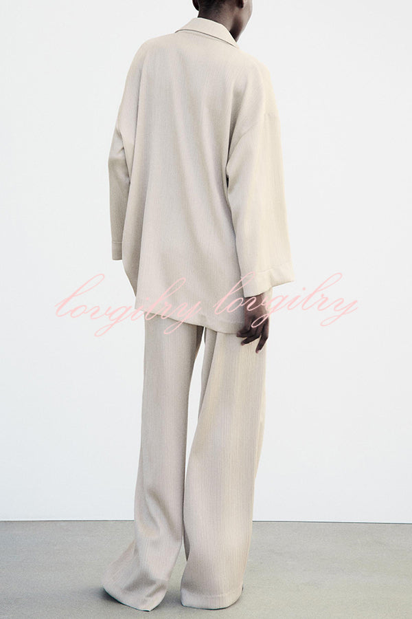 Fashionable Pleated Elastic Waist Tie Casual Pocket Wide-leg Pants
