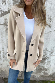 Solid Color Casual Lapel Long Sleeve Loose Woolen Jacket