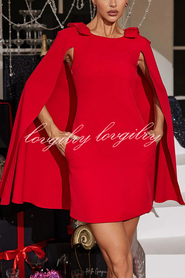 Dear Me Bow Detail Cape Pocket H-line Mini Dress