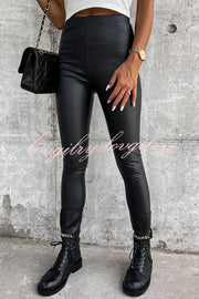 Viminni Faux Leather High Rise Stretch Legging Pants