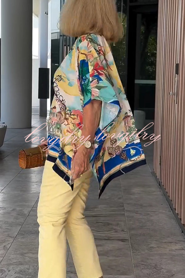 Unique Printed Casual Half Sleeve Loose Top
