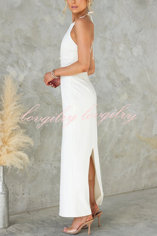 Sexy Backless Halter Neck Slim Waist Maxi Dress