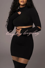 Noir The One High Neck Long Sleeve Midi Dress