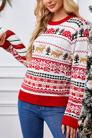 Christmas Elk Casual Crew Neck Long Sleeve Sweater