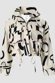 Unique Stylish Printed Casual Pocket Statement Jacket