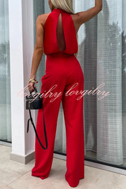 Fashionable Solid Color Sleeveless Hollow Slim Fit Jumpsuit