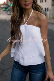 Solid Color Halter Neck Casual All-match Top