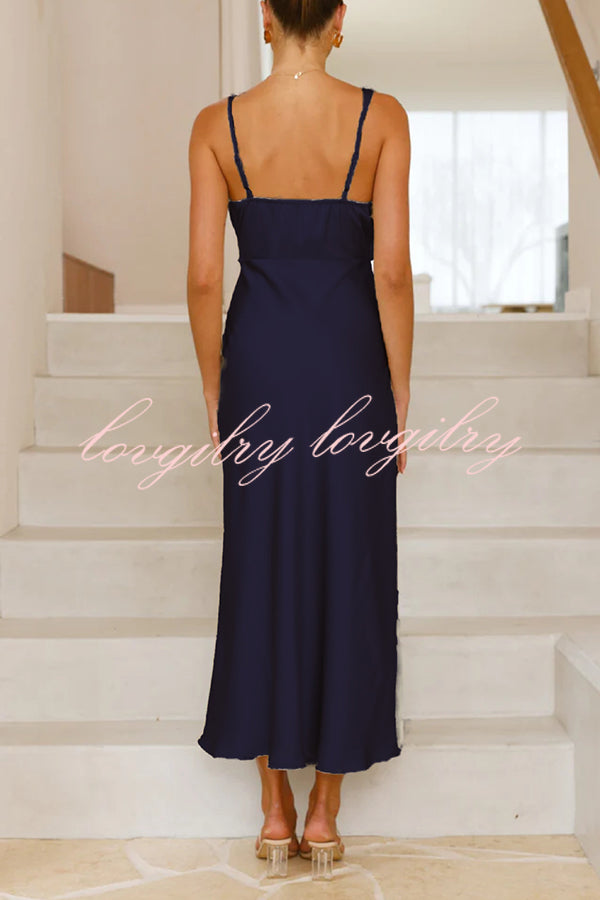 Satin Solid Color Elegant Sling Waist Open Back Maxi Dress
