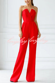 Tuxedo-style Off Shoulder Pocket Wide Leg Formal Jumpsuit