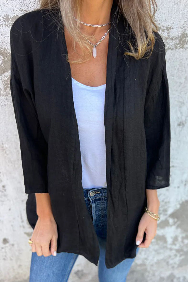 Solid Color Casual Long Sleeve Loose Pocket Cardigan