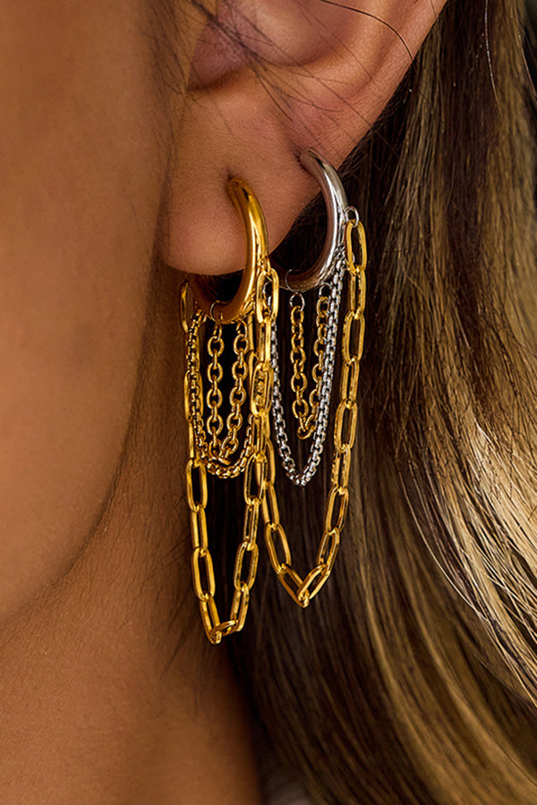 Stylish Titanium Steel Tassel Chain Earrings