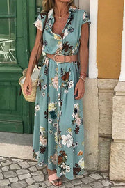 Foxy Lady Floral Shirt Midi Dress £¨belt Included£©