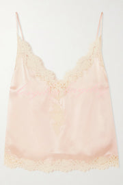 Celebration Look Contrast Color Satin Lace Trim V-Neck Slip Tank
