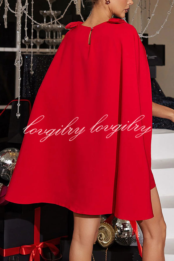 Dear Me Bow Detail Cape Pocket H-line Mini Dress