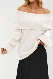 Solid Color Loose Off-shoulder Long-sleeved Casual Knit Sweater