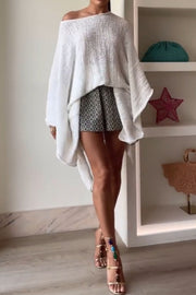Sunny Somewhere Knit Batwing Sleeve Loose Cover-up Cape