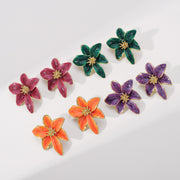 Vintage Colorful Enamel Flower Stud Earrings