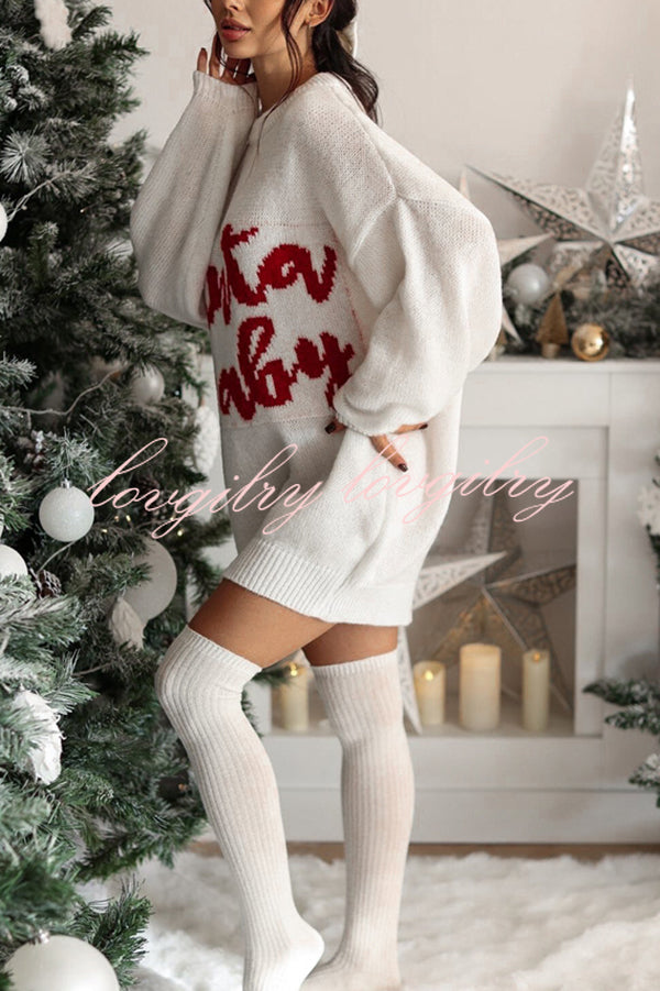 Santa Baby Loose-fitting Long-sleeved Mid-length Knit Sweater