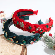 Christmas Tree Snowflake Decoration Wide Braid Rhinestone Headband