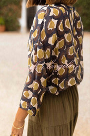 Unique Printed Lapel Button-down Loose Casual Shirt