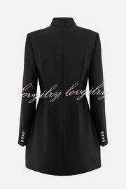 Elegant Long-sleeved Hollowed-out Button-down Slim-fit Mini Dress