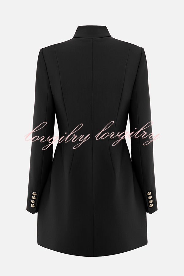 Elegant Long-sleeved Hollowed-out Button-down Slim-fit Mini Dress