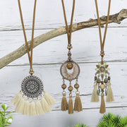 Bohemian Style Tassel Flower Pendant Ethnic Style Retro Necklace