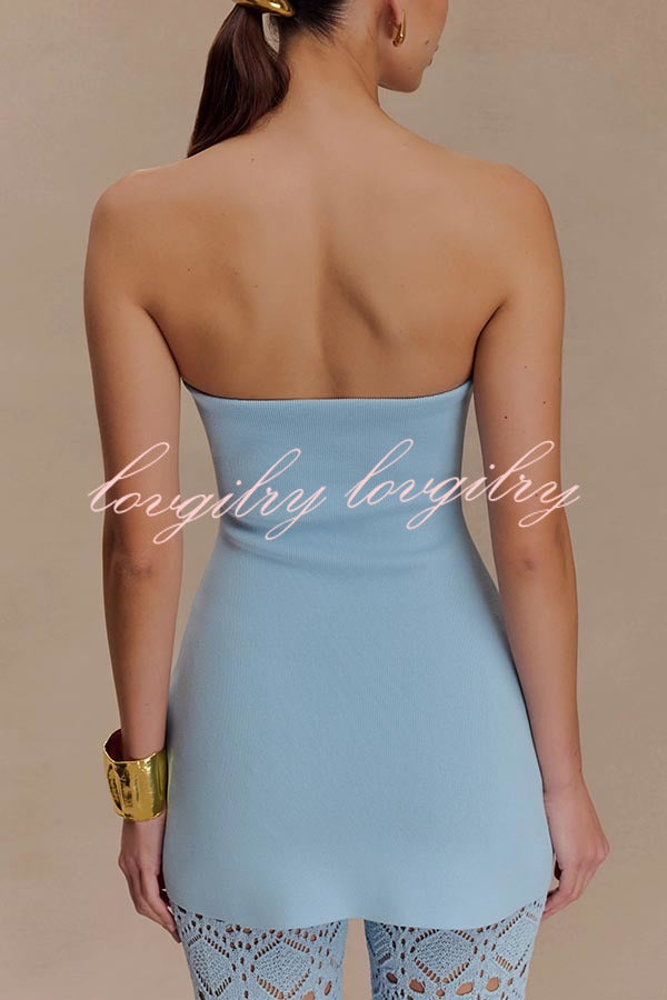 Anette Bandage Knit Strapless Stretch A-line Midi Top
