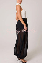 Autumn Avenue Chiffon See-Through Elastic Waist Aladdin Bloomers Pants