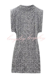 Fashionable Sequined Round Neck Sleeveless Slim-fit Mini Dress