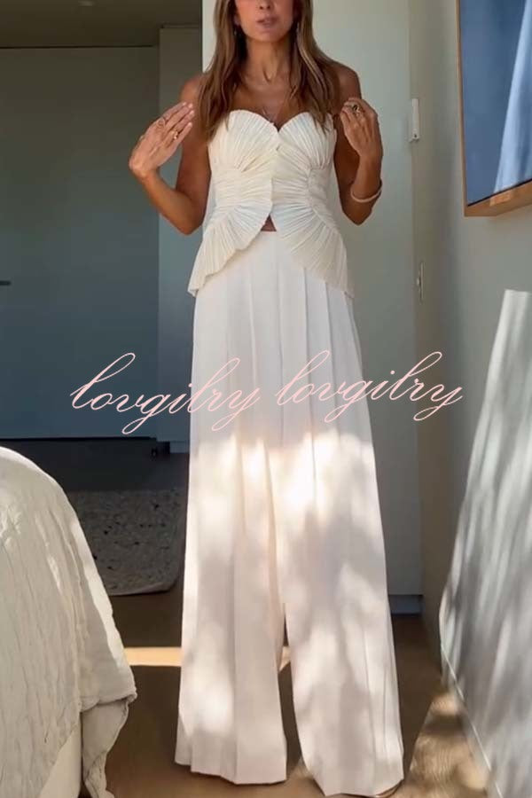 Show Exquisiteness Satin Pleated Heart-shaped Off Shoulder Halter Tank