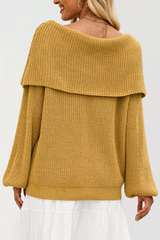 Solid Color Loose Off-shoulder Long-sleeved Casual Knit Sweater