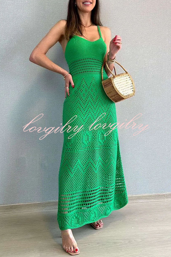 Brunch Voyage Knit Texture Stretch Maxi Dress