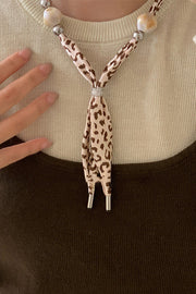 Vintage Pull-out Silk Scarf Beaded Necklace