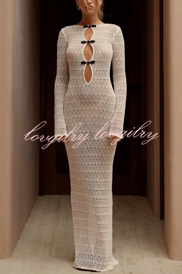 Sexy Backless Long-sleeved Knitted Slim-fit Maxi Dress