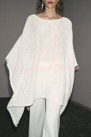 Sunny Somewhere Knit Batwing Sleeve Loose Cover-up Cape