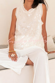 Fashionable Sequined Round Neck Sleeveless Loose Vest
