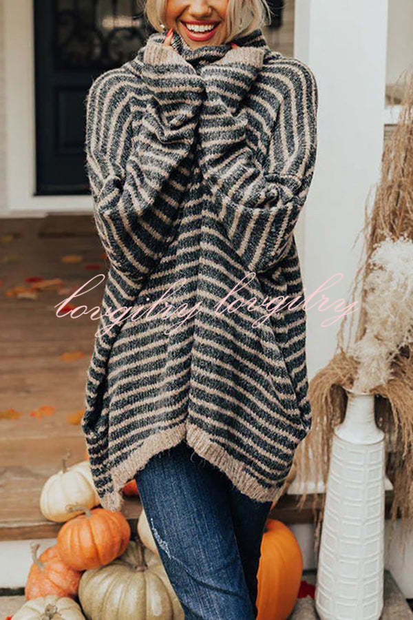 Perfect Timing Stripe Pocketed Tunic Sweater