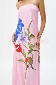 Special Night Sequin Floral Print Off Shoulder A-line Maxi Dress